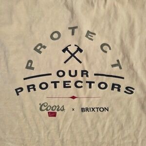 Brixton Coors Banquet Protect Our Protectors T-Shirt Mens Large Yellow Organic
